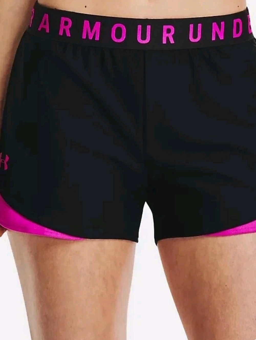 Under Armour Womens Play Up 3.0 Black/Pink Shorts Size 1X Athletic Running